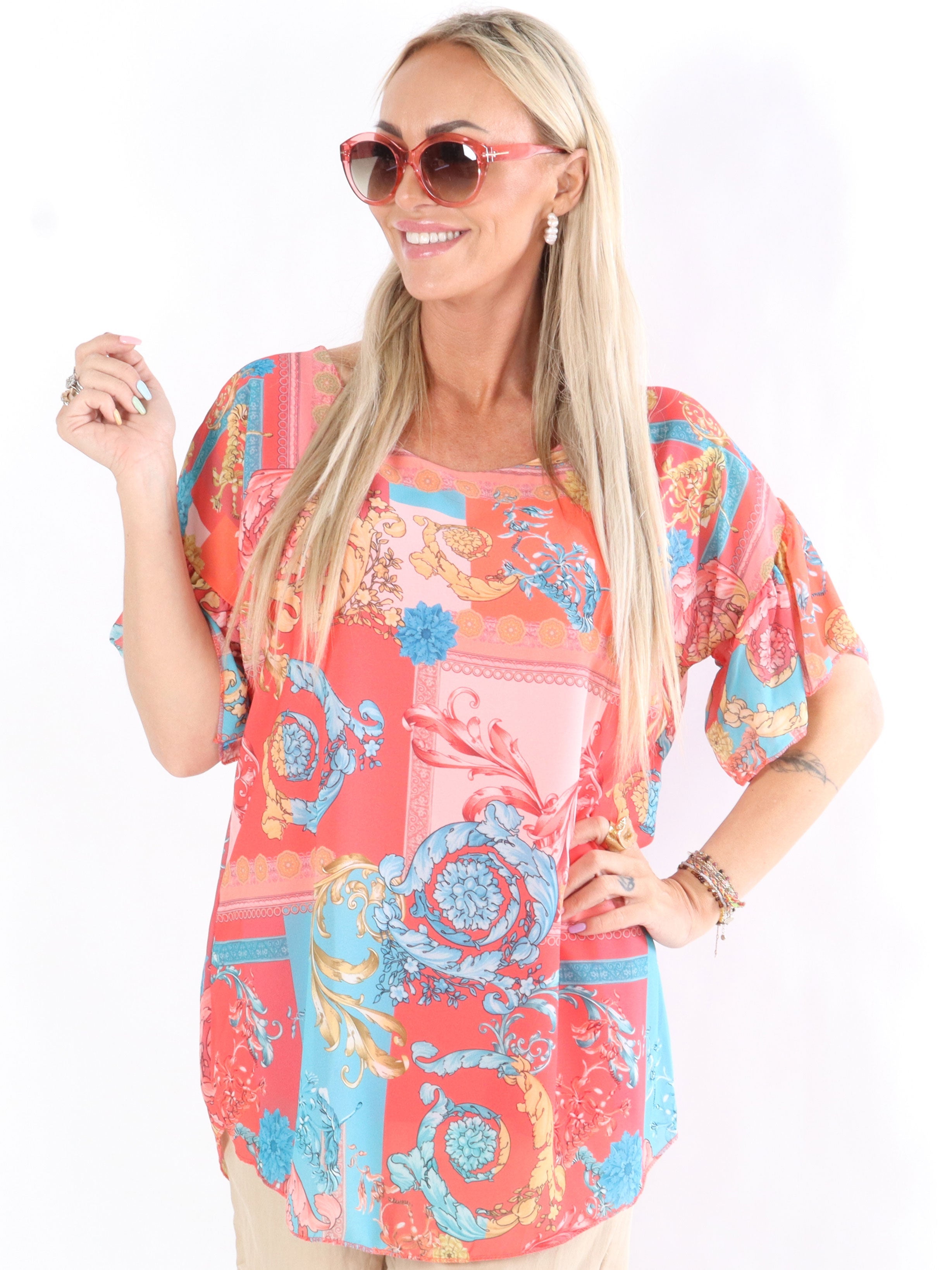 Sahian - Tunika i chiffong med mönster